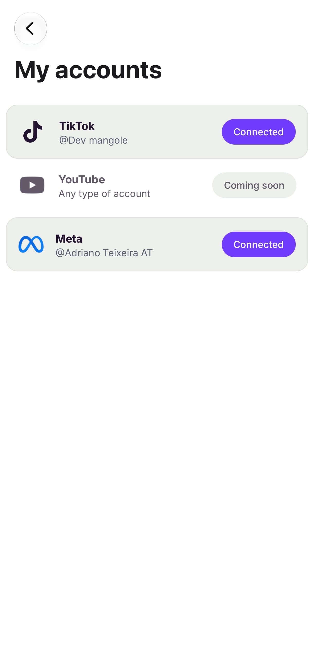 Connect all your accounts screen